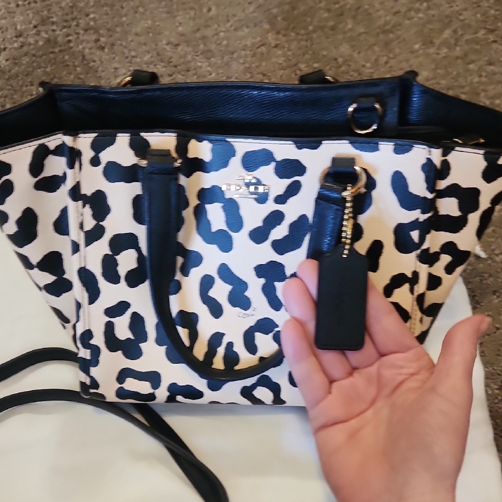 Coach Black and Cream Animal Print Tote - Picture 9 of 10